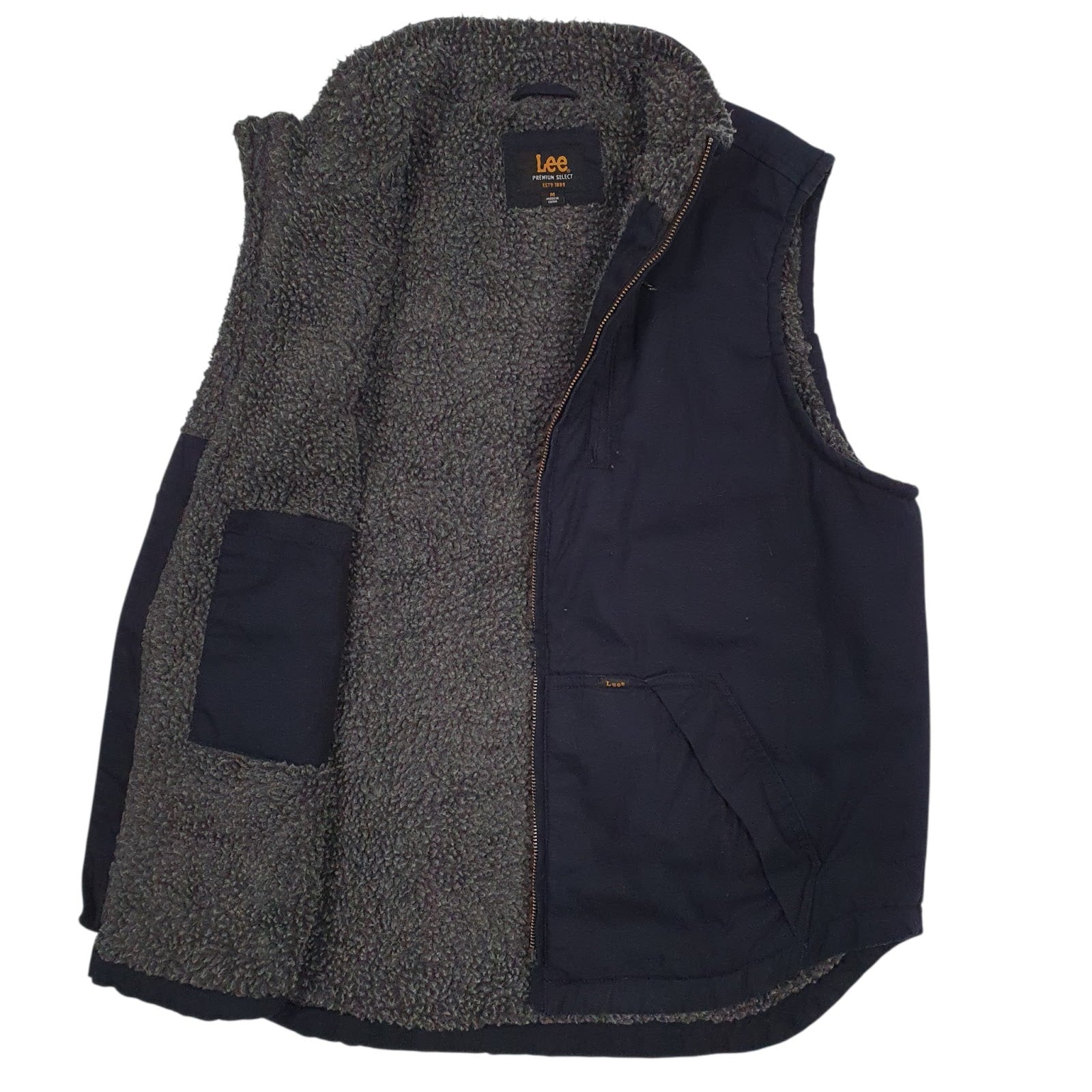 Mens Navy Lee Workwear Sherpa Lined  Coat