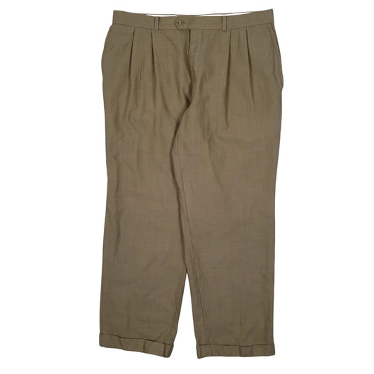 Mens Beige Ralph Lauren Pleated Formal Trousers
