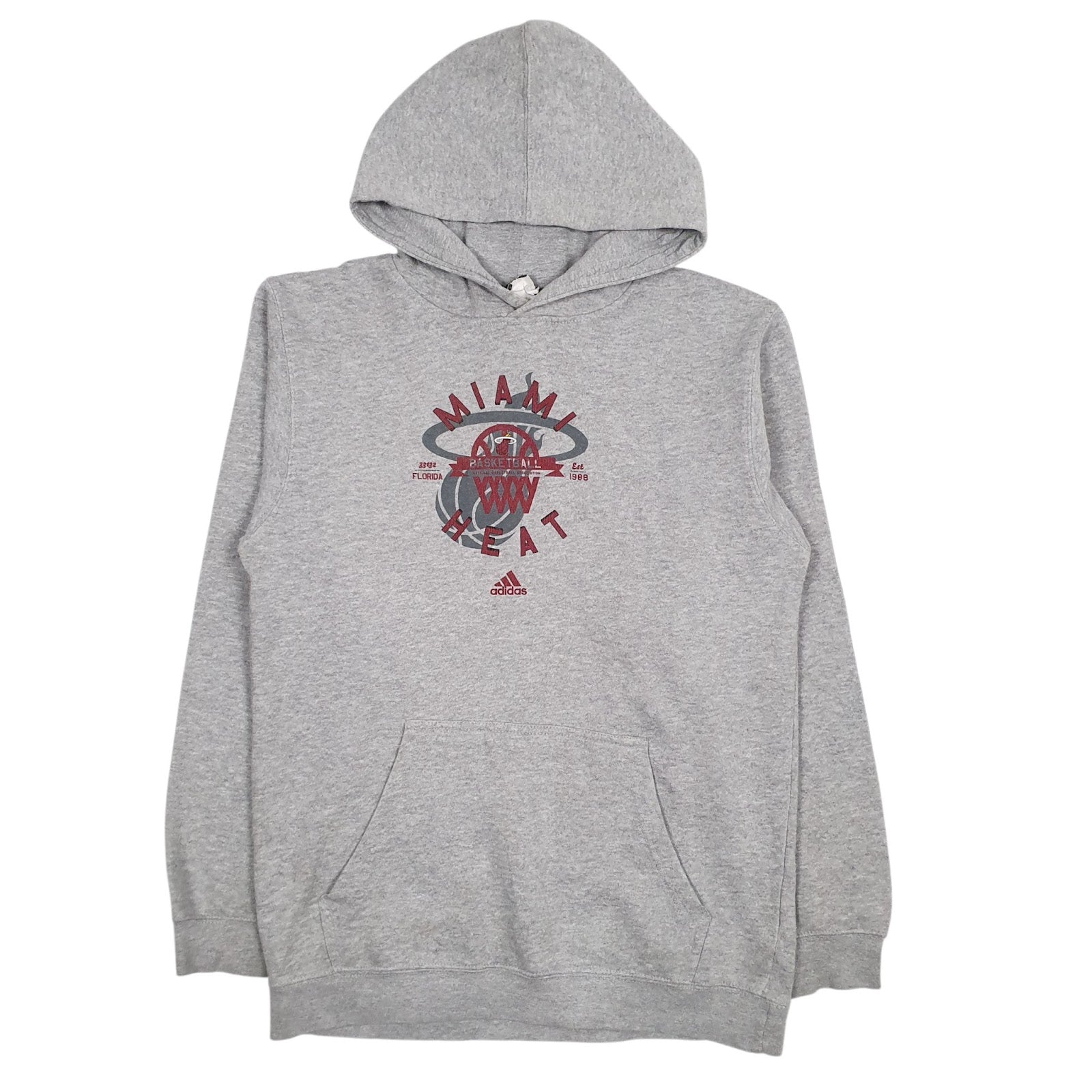 Mens Grey Adidas Miami Heat Hoodie Jumper