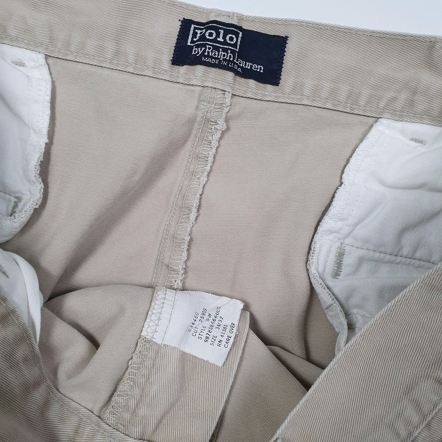 Mens Beige Polo Ralph Lauren Vintage 80s Made In USA Double Pleated  Trousers