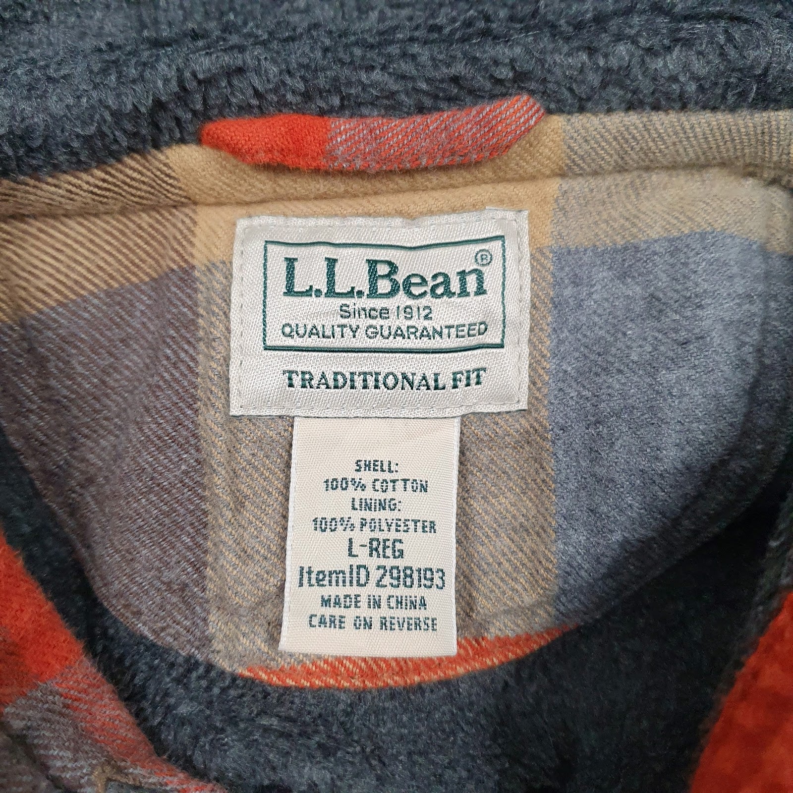 Mens Red L.L.Bean Fleece Lined  Coat