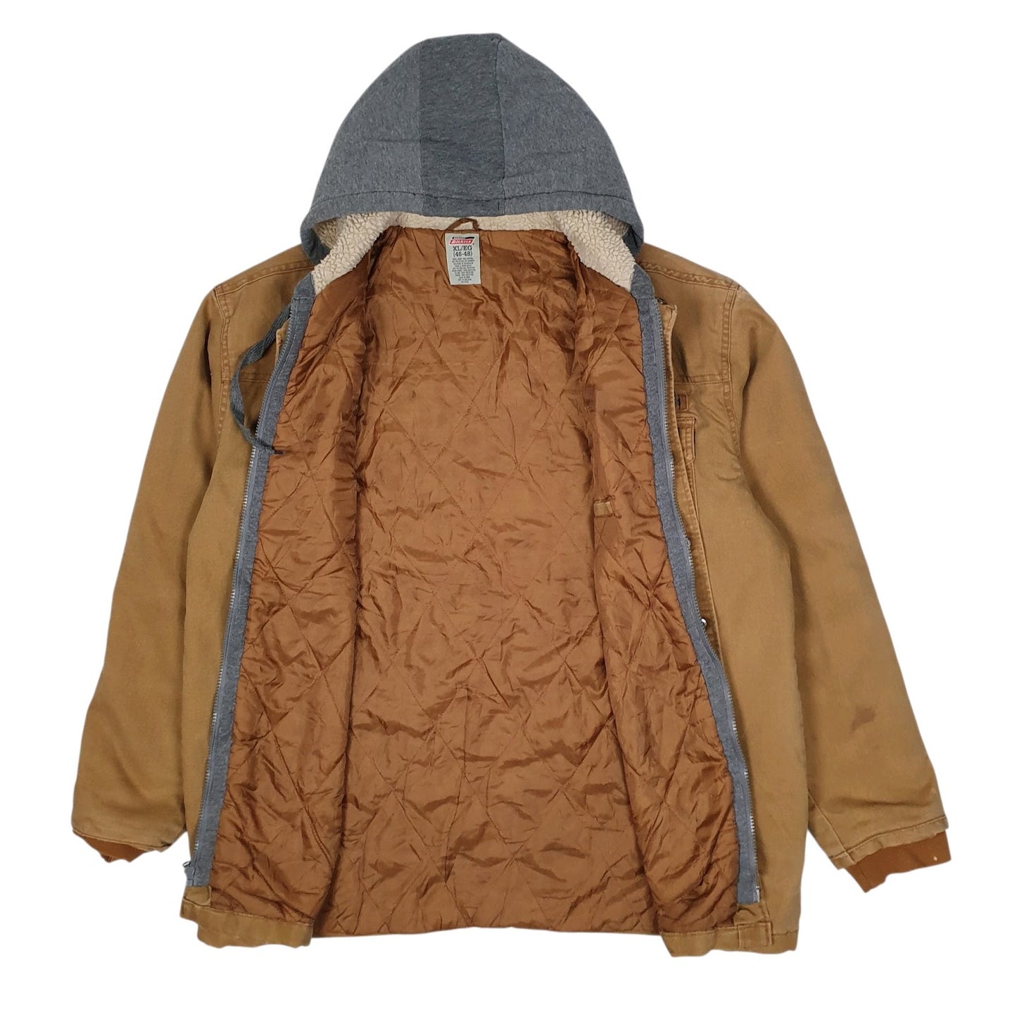 Mens Brown Dickies Windbreaker Hoodie Chore  Coat