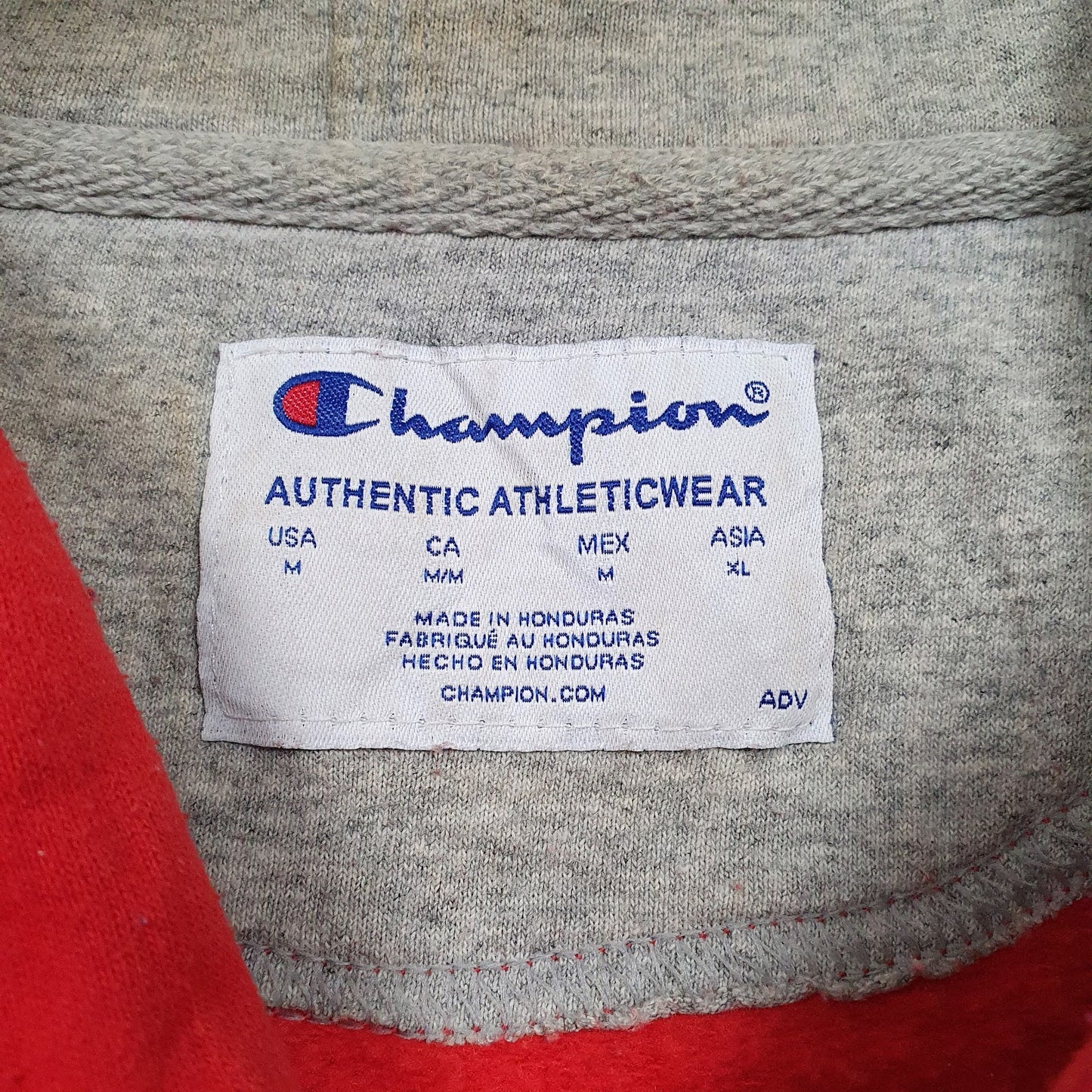 Mens Red Champion Spellout Hoodie Jumper