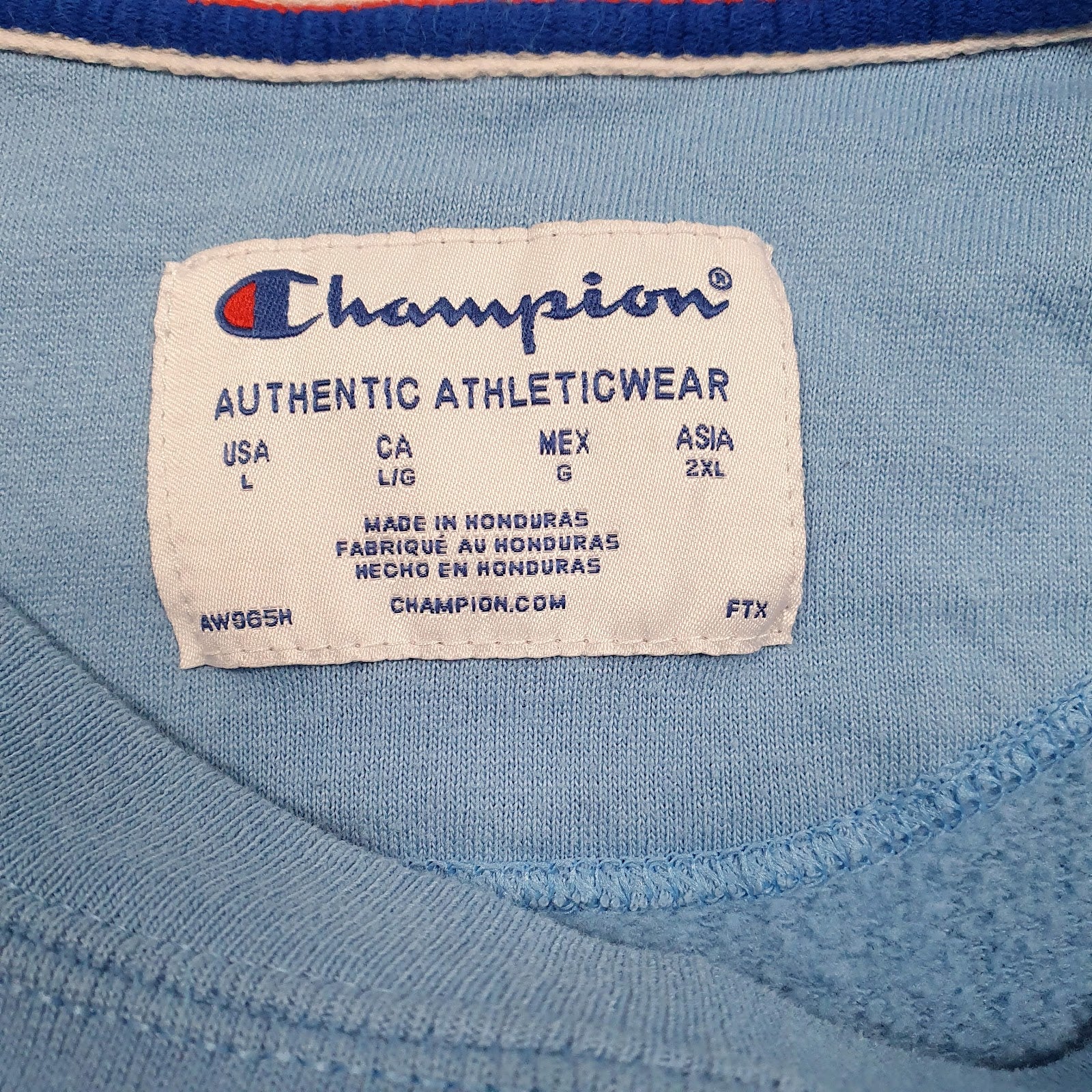 Womens Blue Champion Spellout Crewneck Jumper