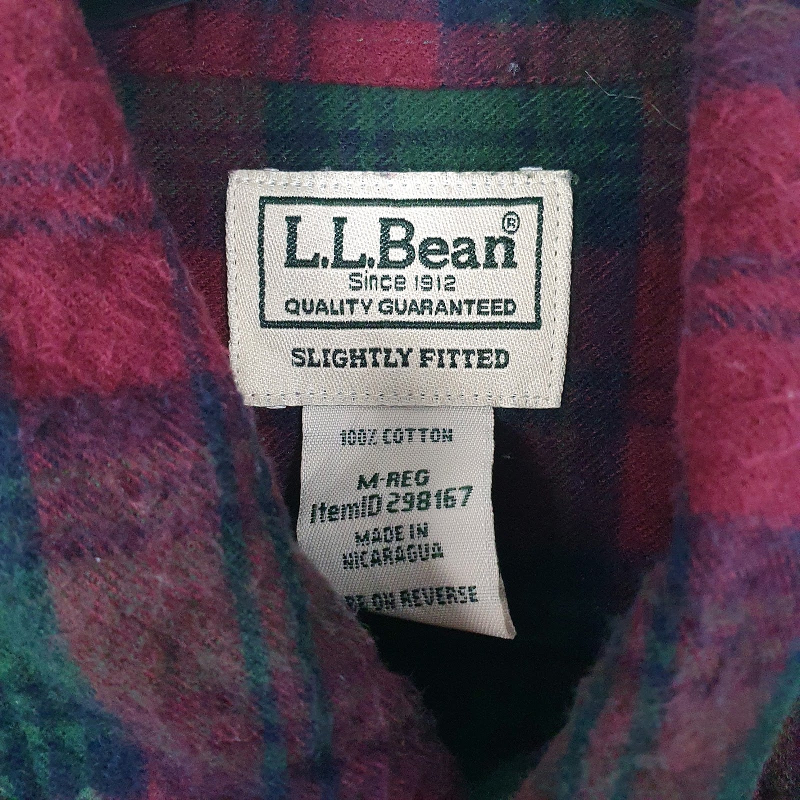 Mens Burgundy L.L.Bean Flannel  Shirt