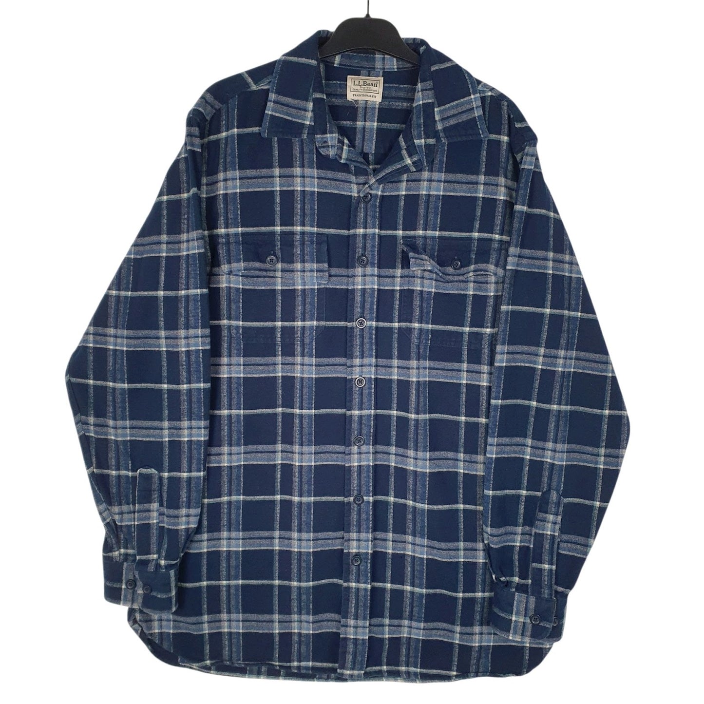 Mens Navy L.L.Bean Flannel Long Sleeve Shirt
