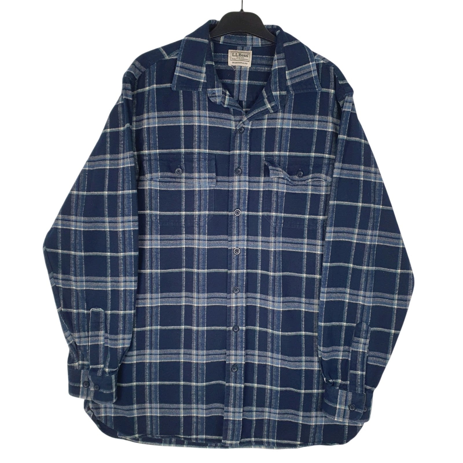 Mens Navy L.L.Bean Flannel Long Sleeve Shirt