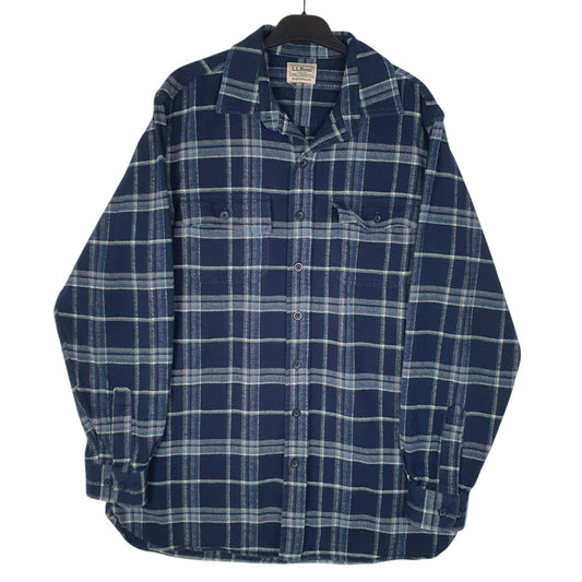 Mens Navy L.L.Bean Flannel Long Sleeve Shirt
