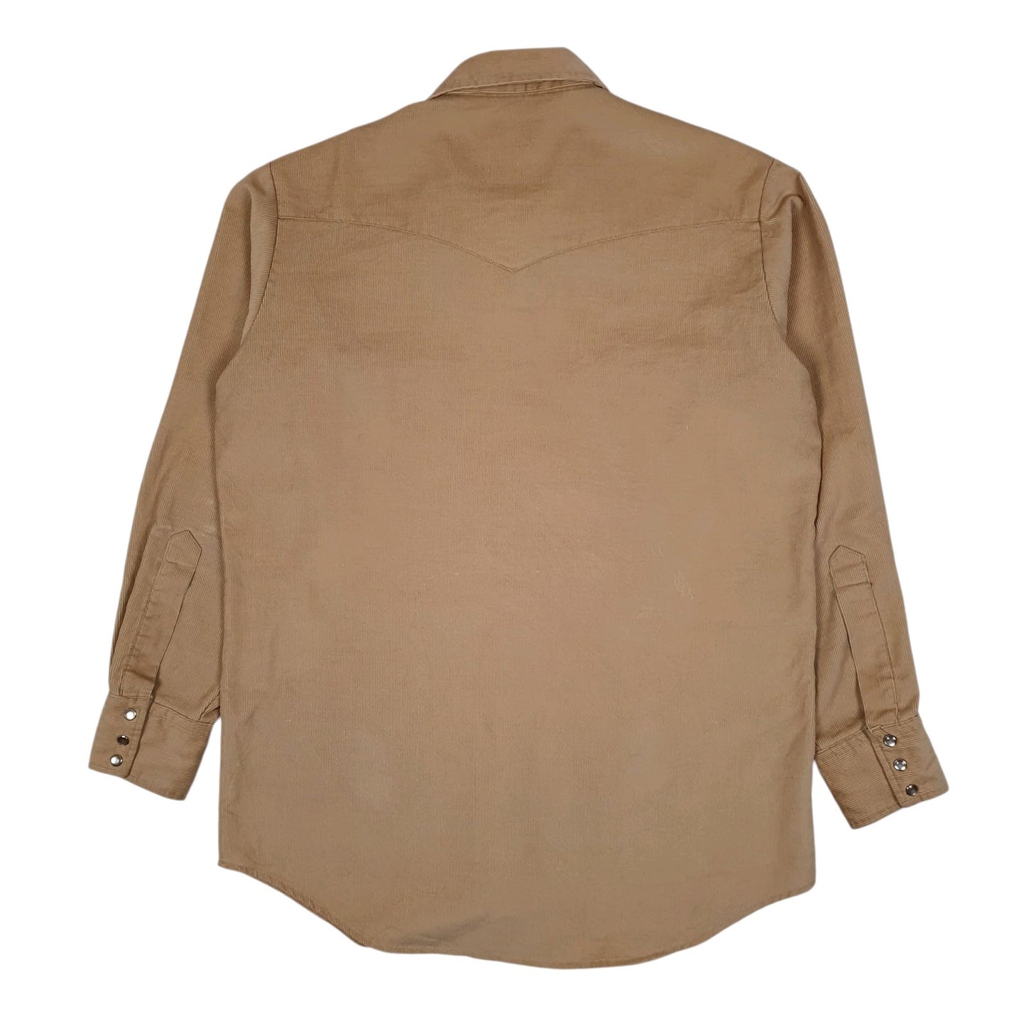 Mens Beige Lee Vintage 80s Cordoroy Western Pearl Snap  Shirt
