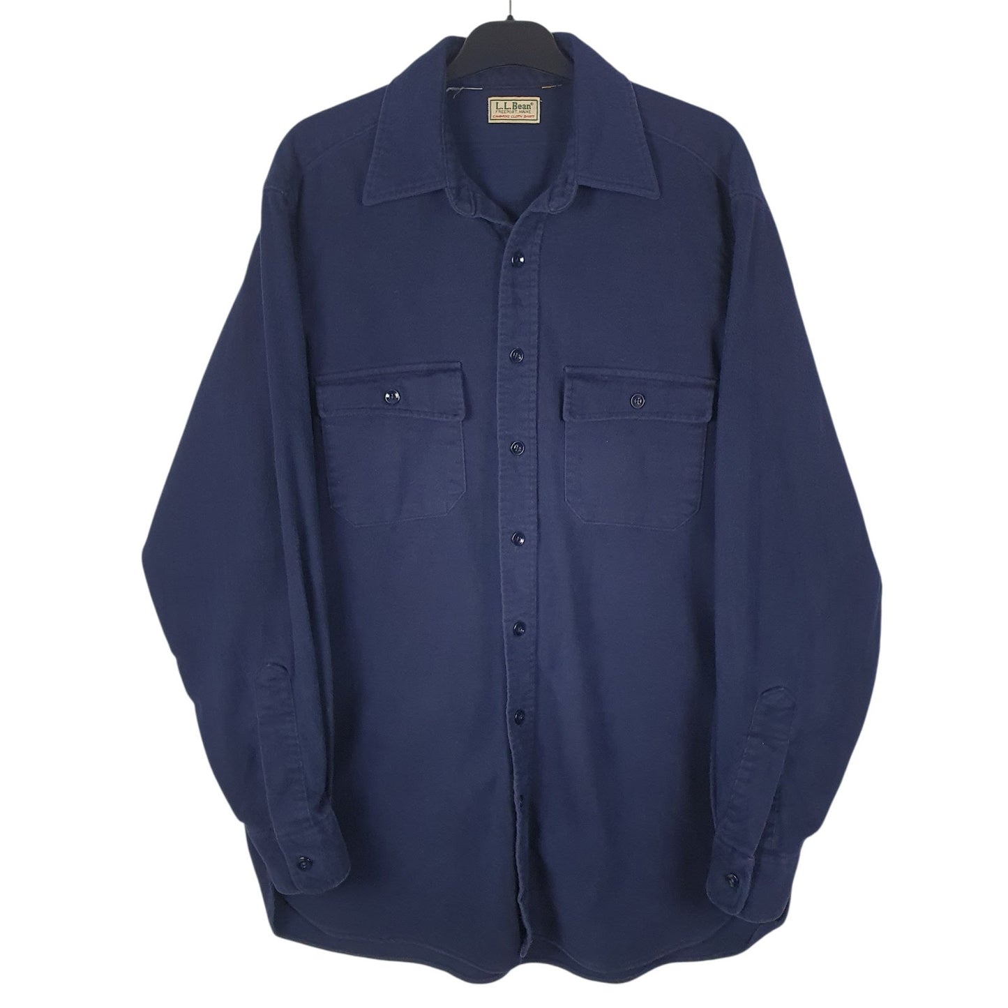 Mens Navy L.L.Bean Chamois Long Sleeve Shirt