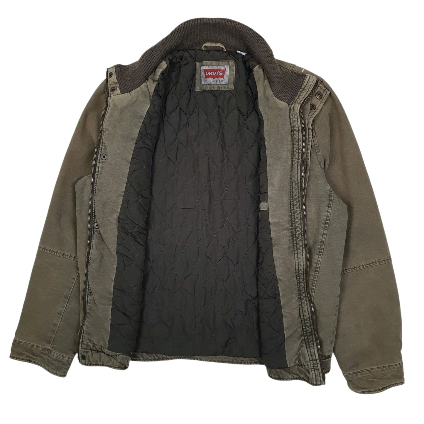Mens Grey Levis Military Bomber Windbreaker  Coat