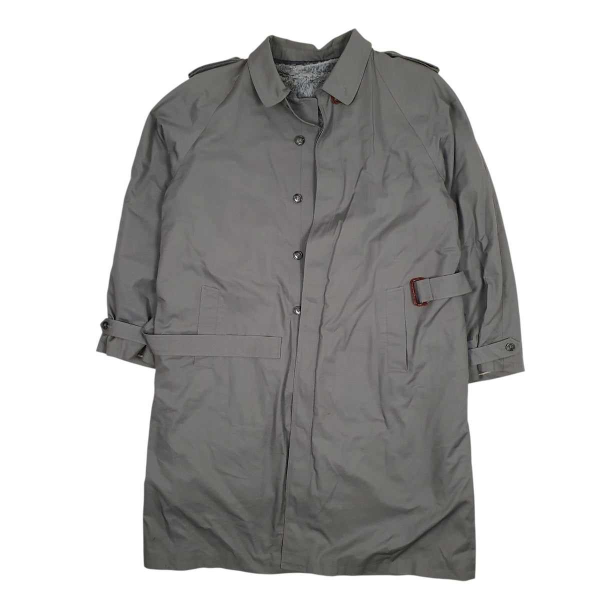 Mens Grey Aquatempora Faux Fur Longline  Coat