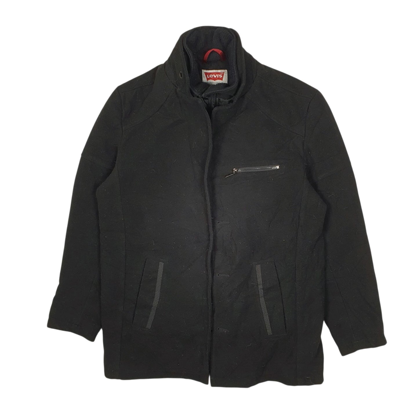 Mens Black Levis Duffle Formal  Coat