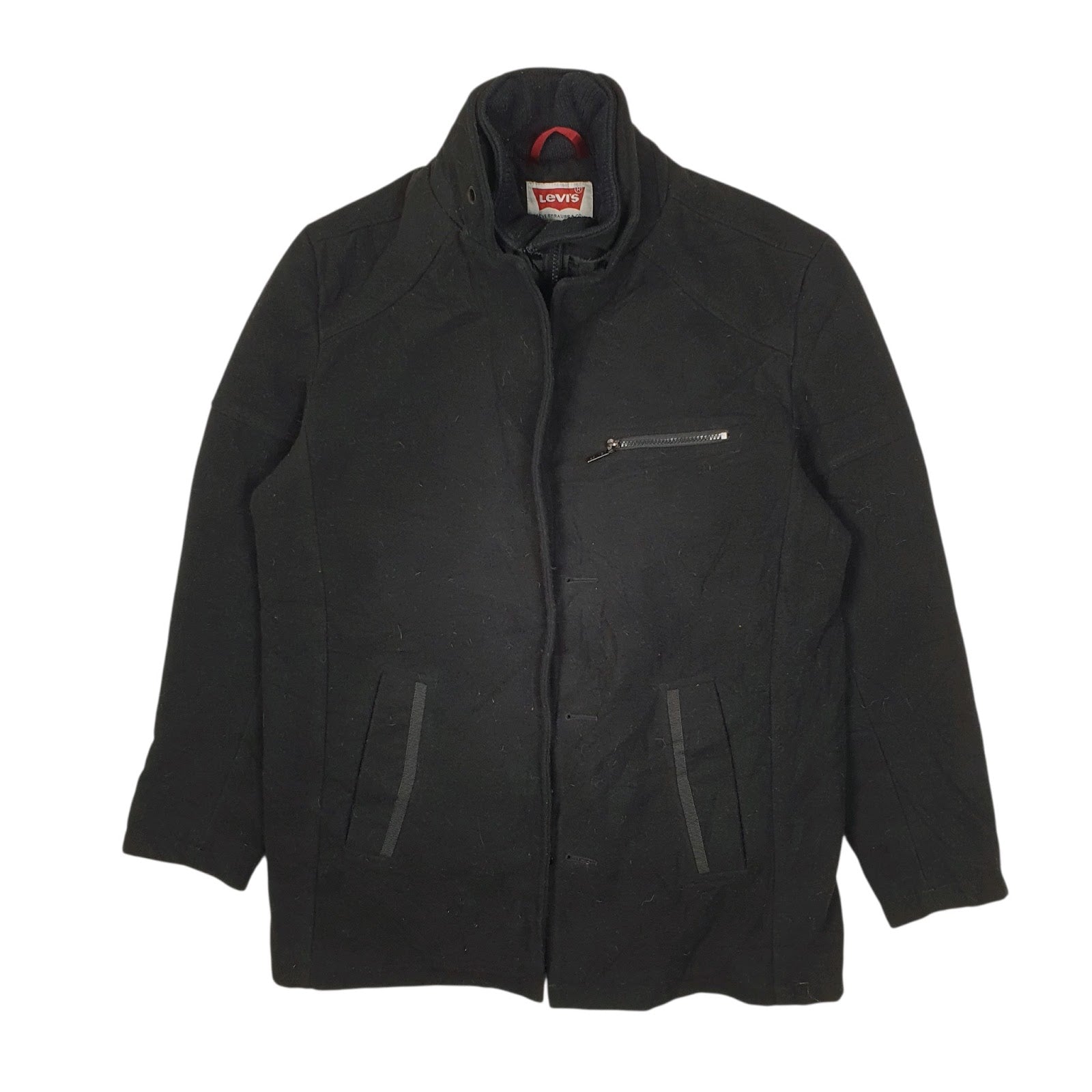 Mens Black Levis Duffle Formal  Coat