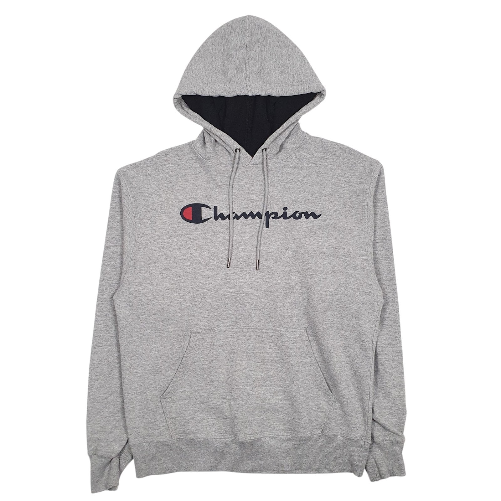 Mens Grey Champion Spellout Hoodie Jumper