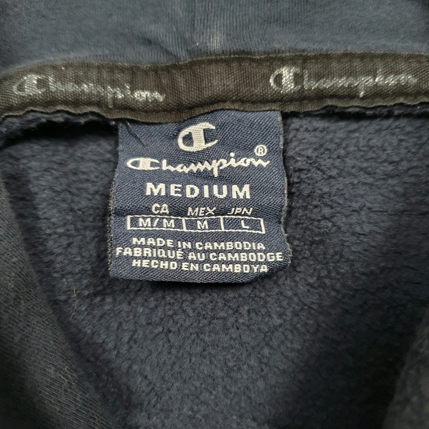 Mens Navy Champion Spellout Hoodie Jumper