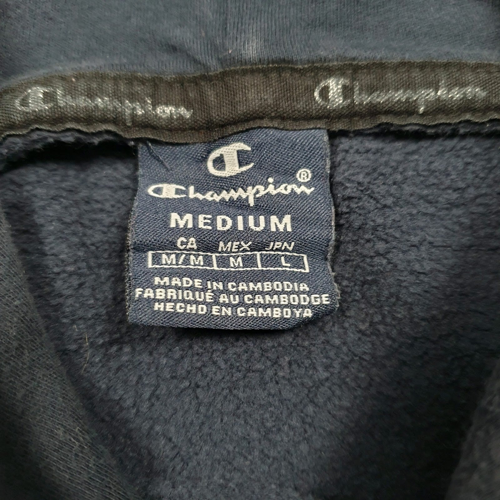 Mens Navy Champion Spellout Hoodie Jumper