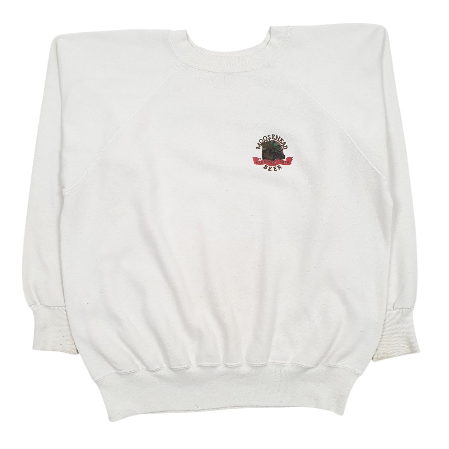Mens White Ultra Sweats Vintage 90s Made In USA Moose Head Beer Crewneck Jumper
