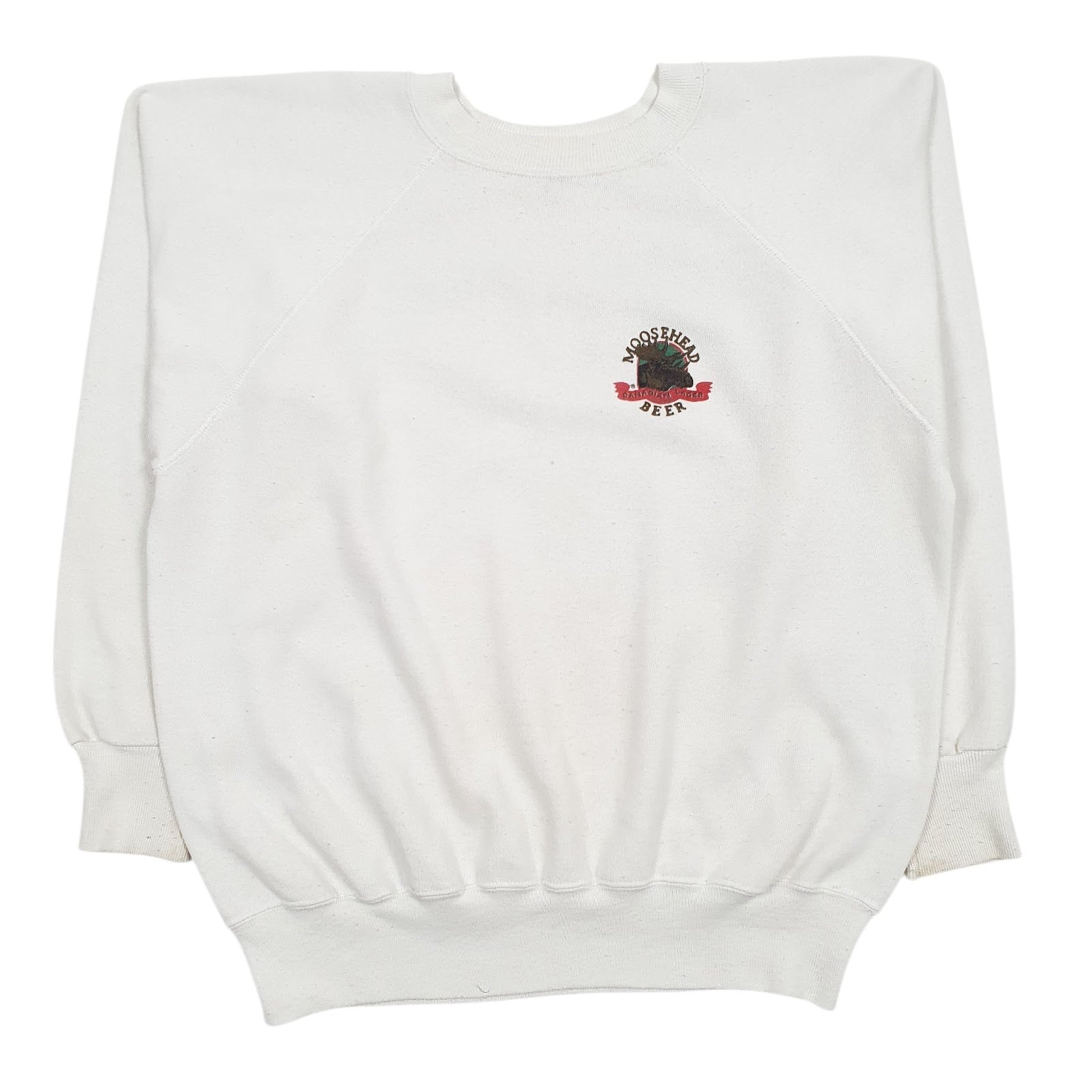 Mens White Ultra Sweats Vintage 90s Made In USA Moose Head Beer Crewneck Jumper