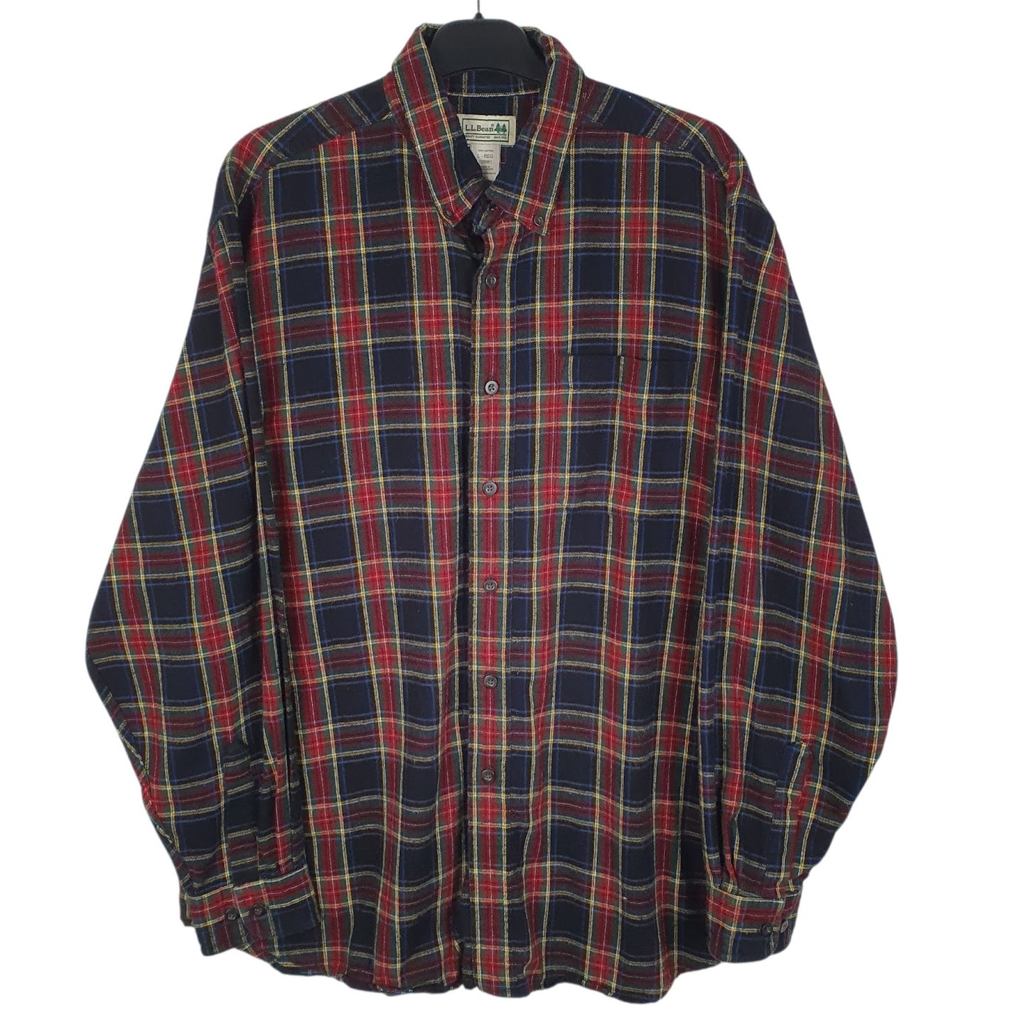 Mens Black L.L.Bean Flannel Long Sleeve Shirt