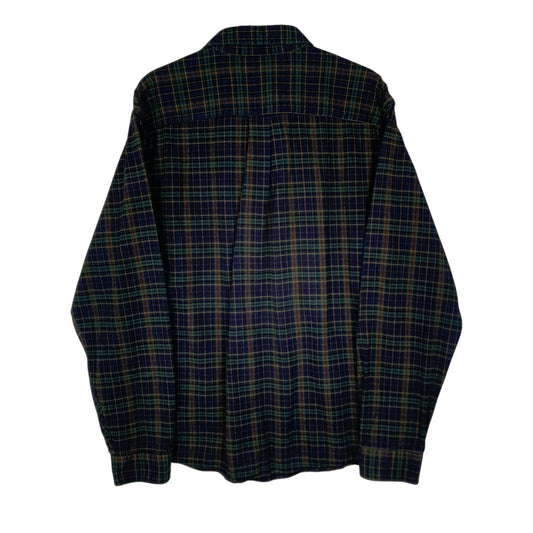 Mens Navy Eddie Bauer Heavyweight Plaid Flannel  Shirt