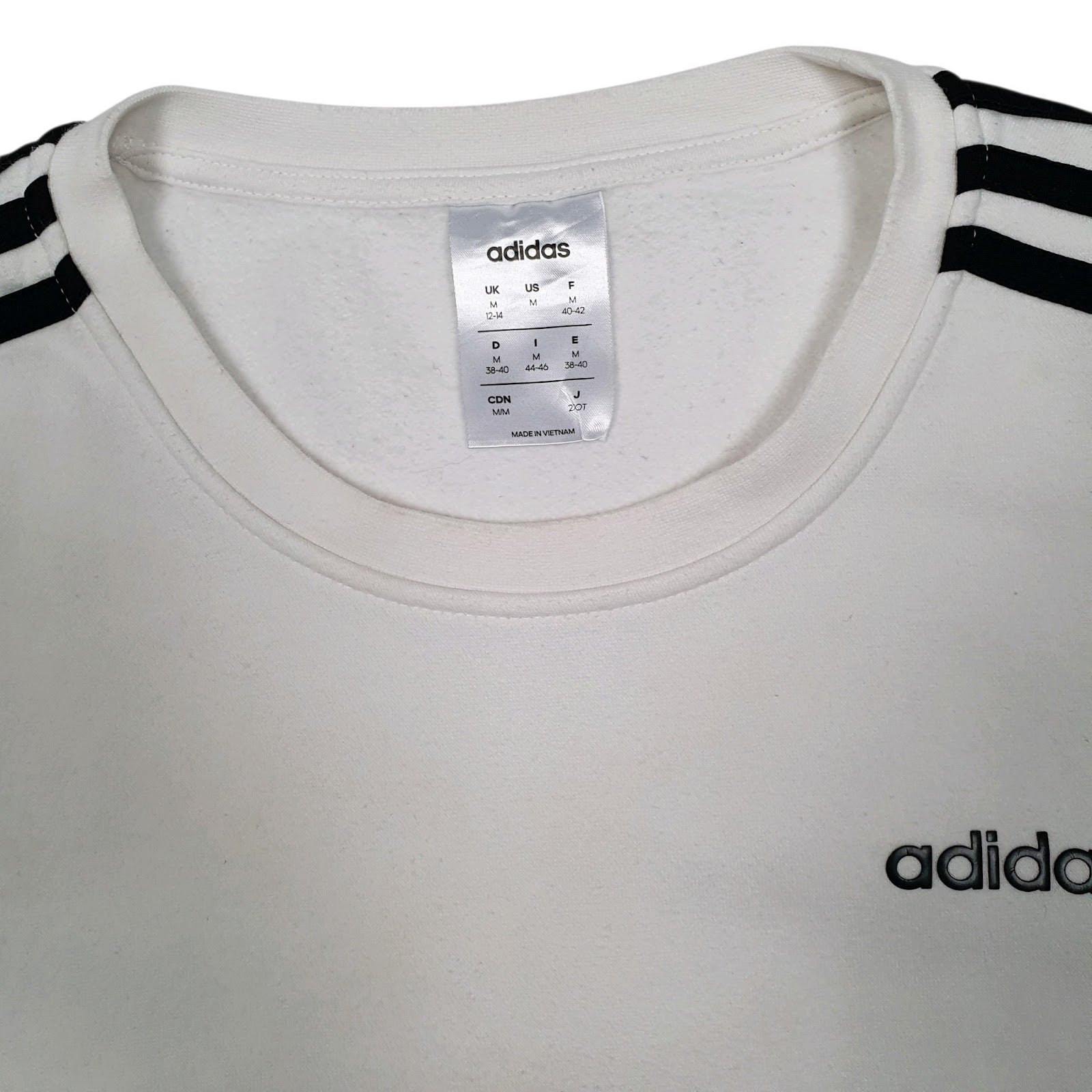 Womens White Adidas Stains and marks across front, back, and sleeves. Crewneck Jumper