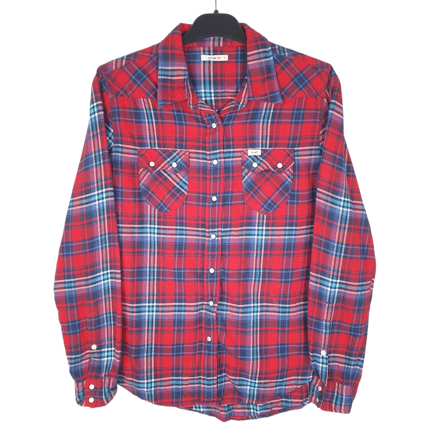 Mens Red Lee Pearl Buttons Long Sleeve Shirt