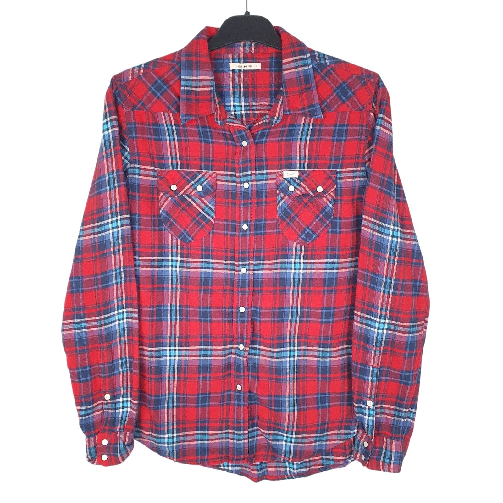 Mens Red Lee Pearl Buttons Long Sleeve Shirt