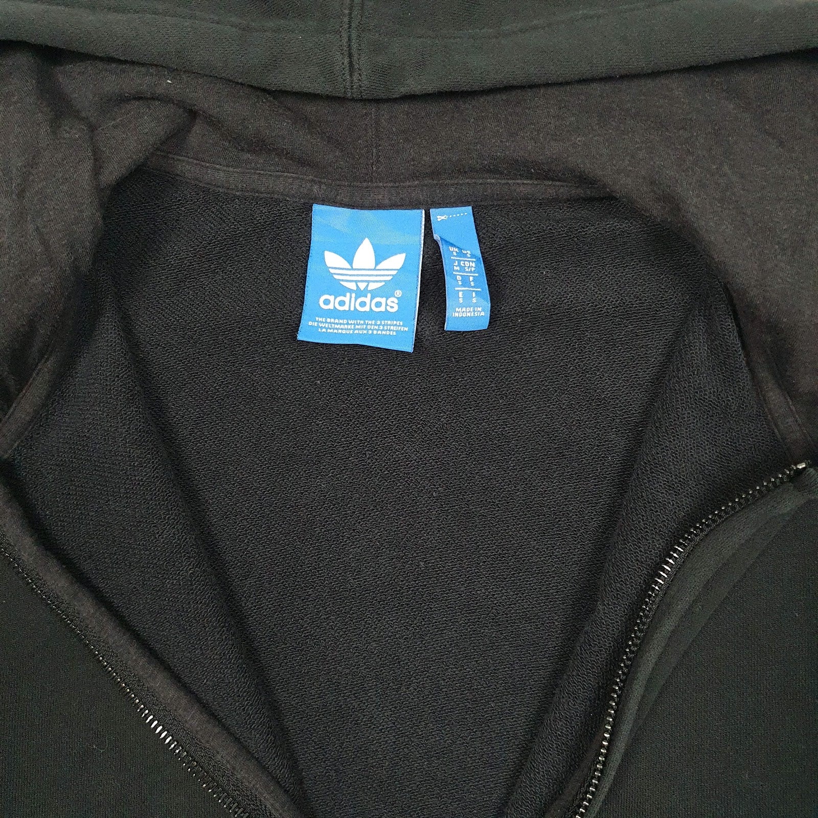 Mens Black Adidas Hoodie Full Zip Jumper
