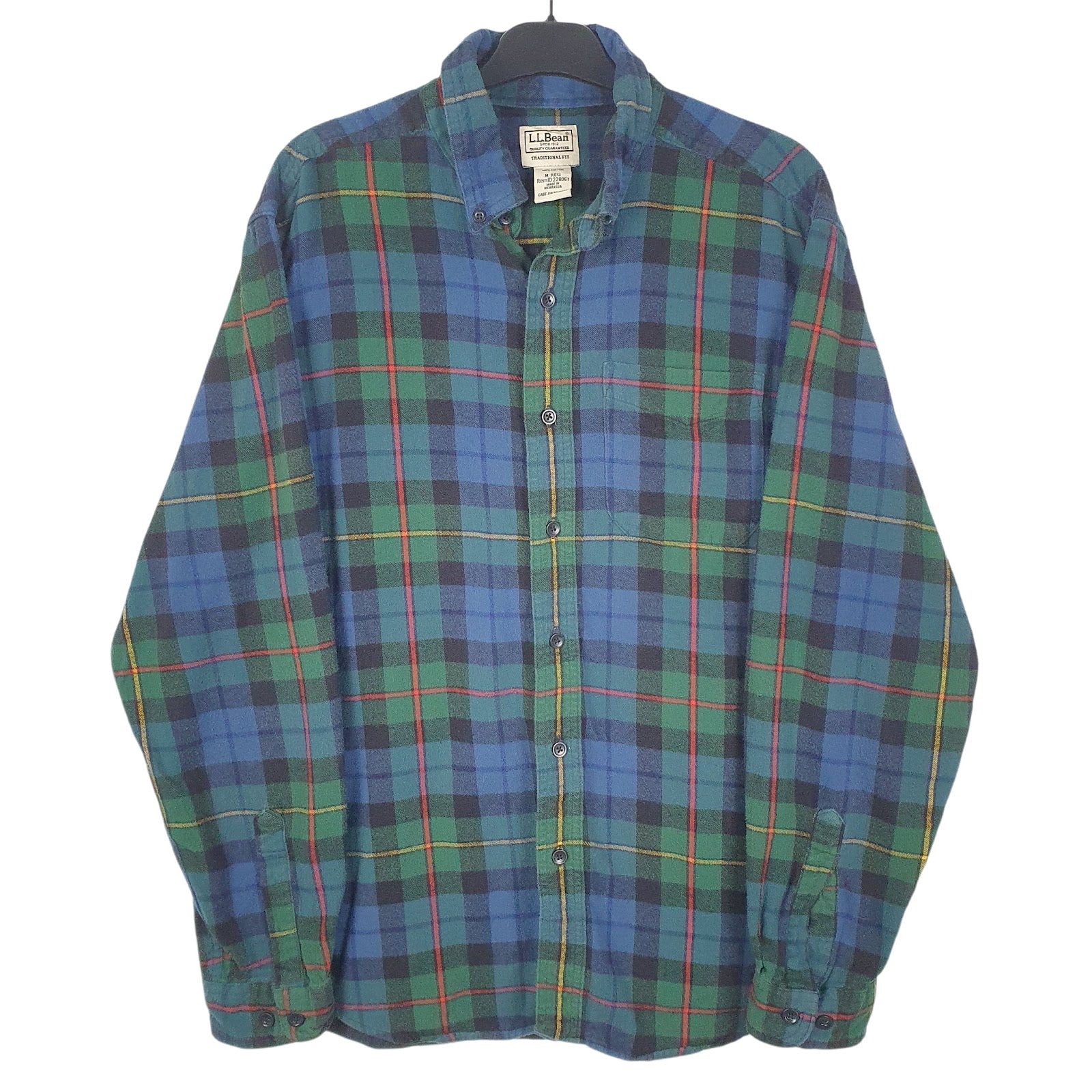 Mens Green L.L.Bean Flannel Long Sleeve Shirt