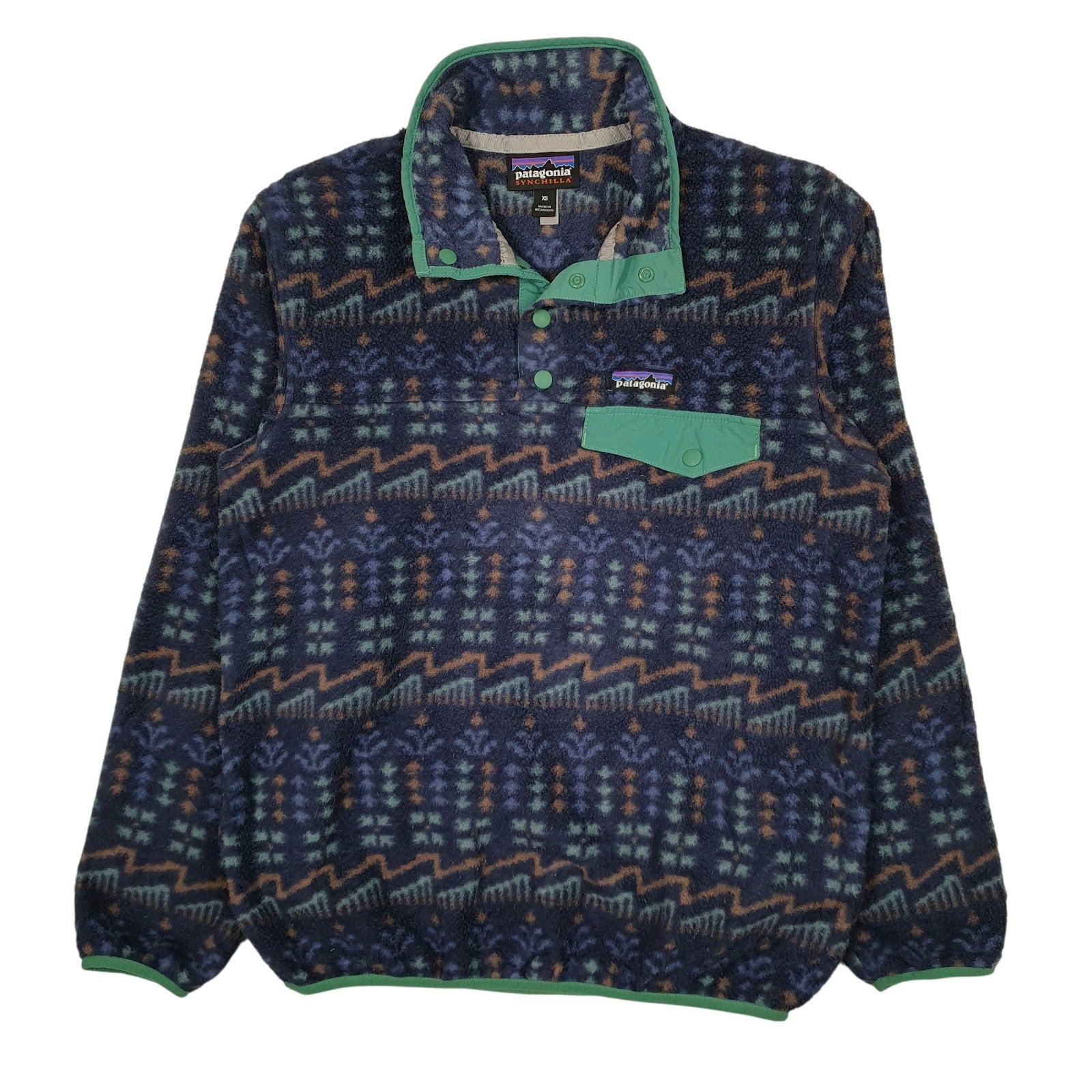 Mens Navy Patagonia Synchilla Aztec Quarter Zip Jumper