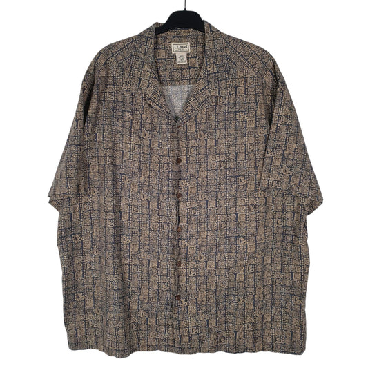 Mens Grey L.L.Bean Aztec Short Sleeve Shirt