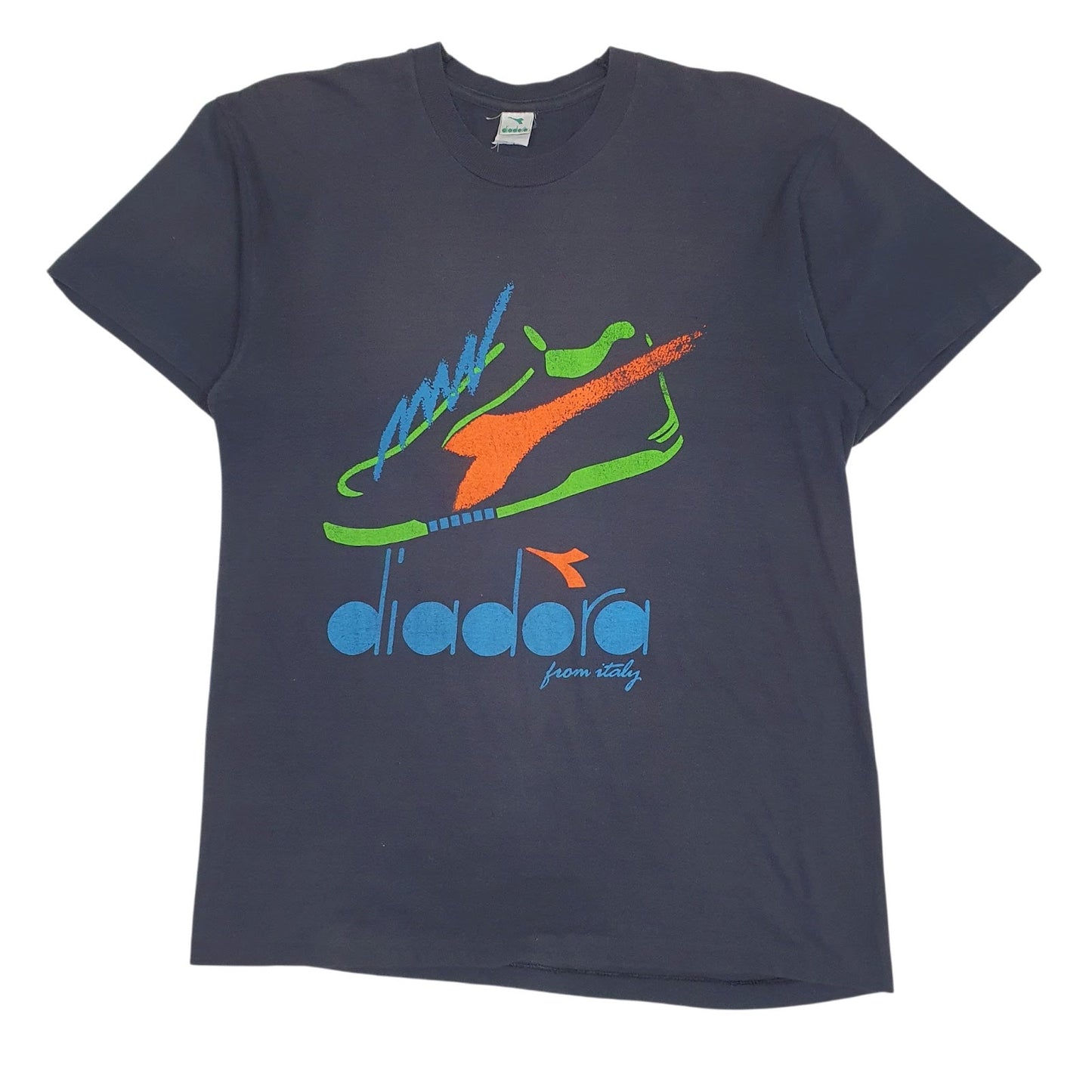 Mens Grey Diadora Vintage Spellout Short Sleeve T Shirt