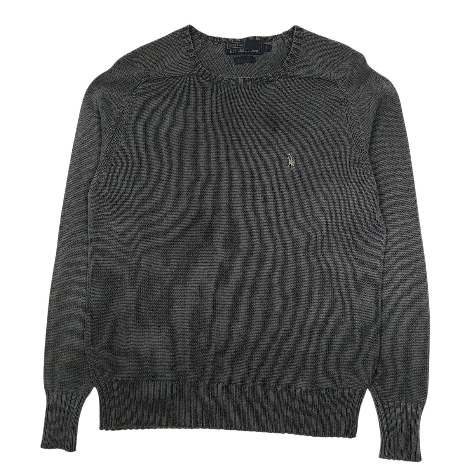 Mens Grey Polo Ralph Lauren Chunky Knit Crewneck Jumper