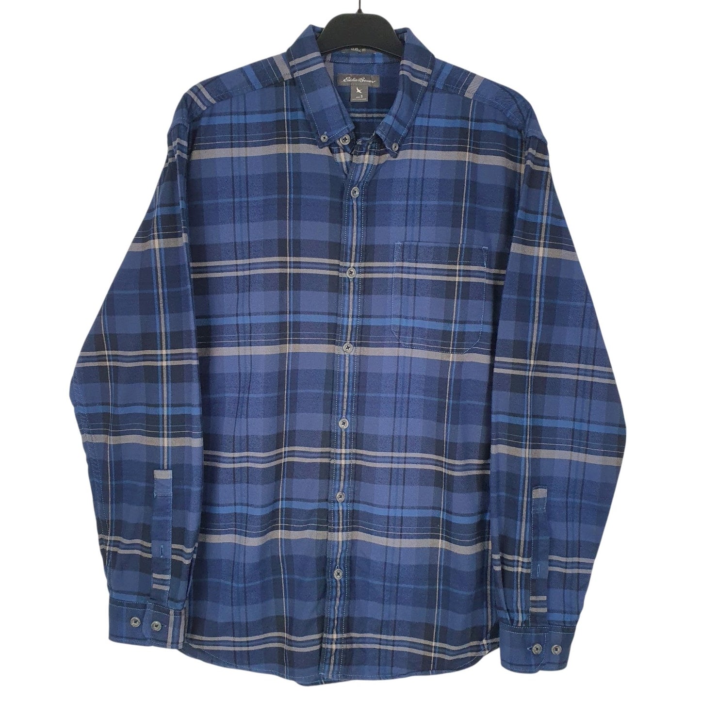 Mens Blue Eddie Bauer Flannel Long Sleeve Shirt