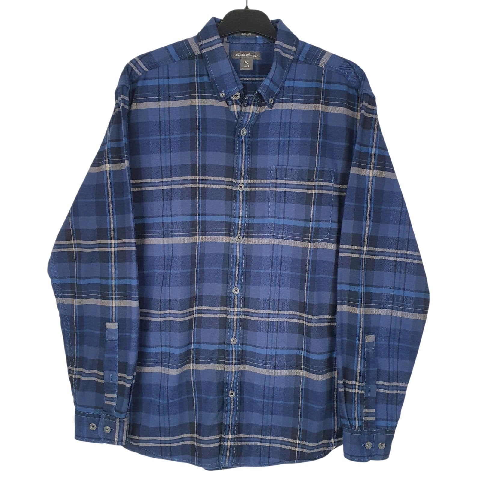 Mens Blue Eddie Bauer Flannel Long Sleeve Shirt