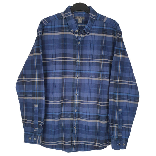 Mens Blue Eddie Bauer Flannel Long Sleeve Shirt