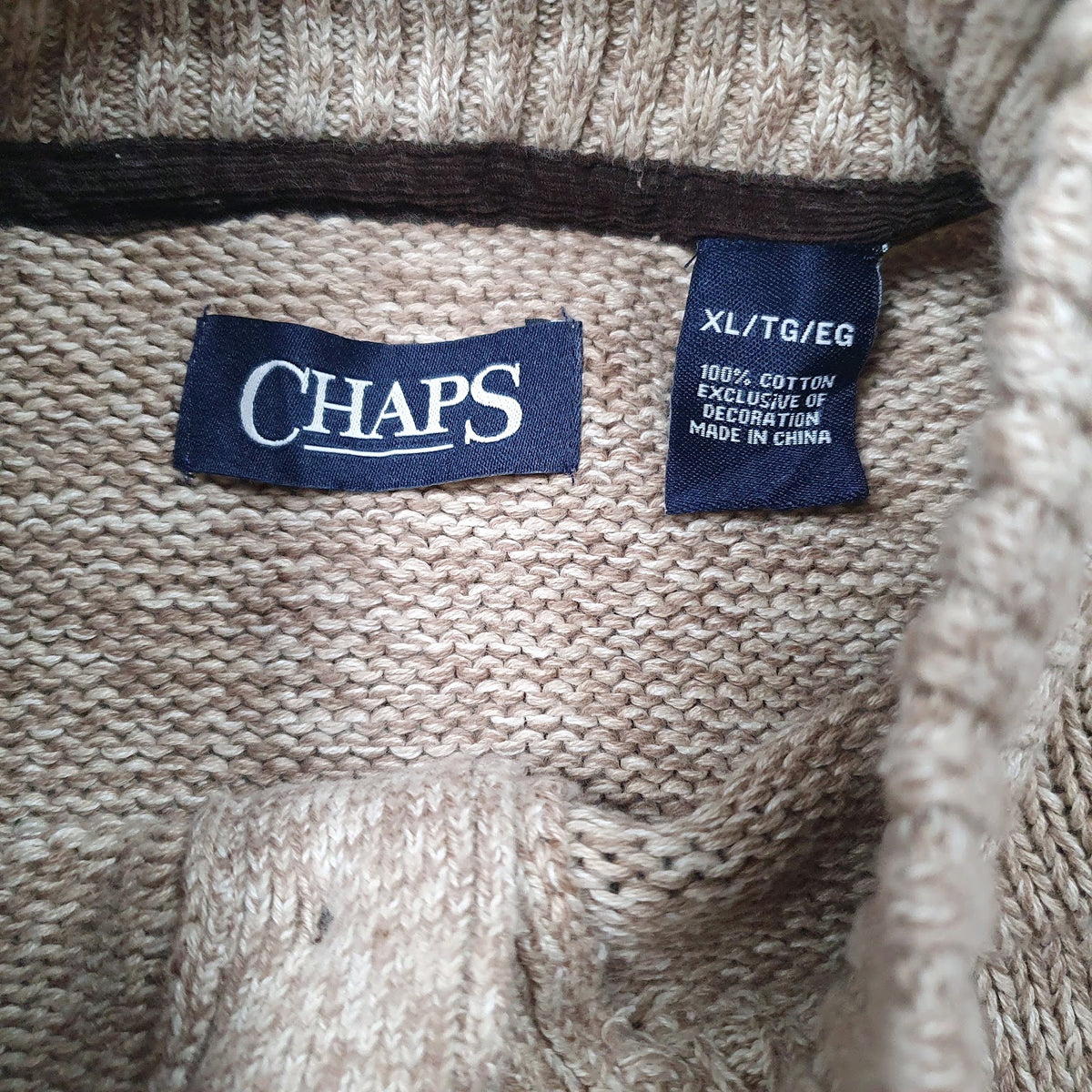 Mens Brown Chaps Knit Quarter Zip Jumper