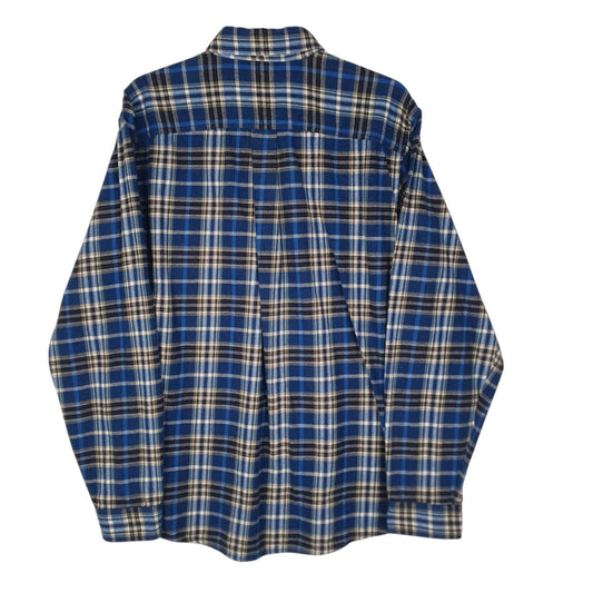 Mens Blue Eddie Bauer Heavyweight Flannel Plaid  Shirt