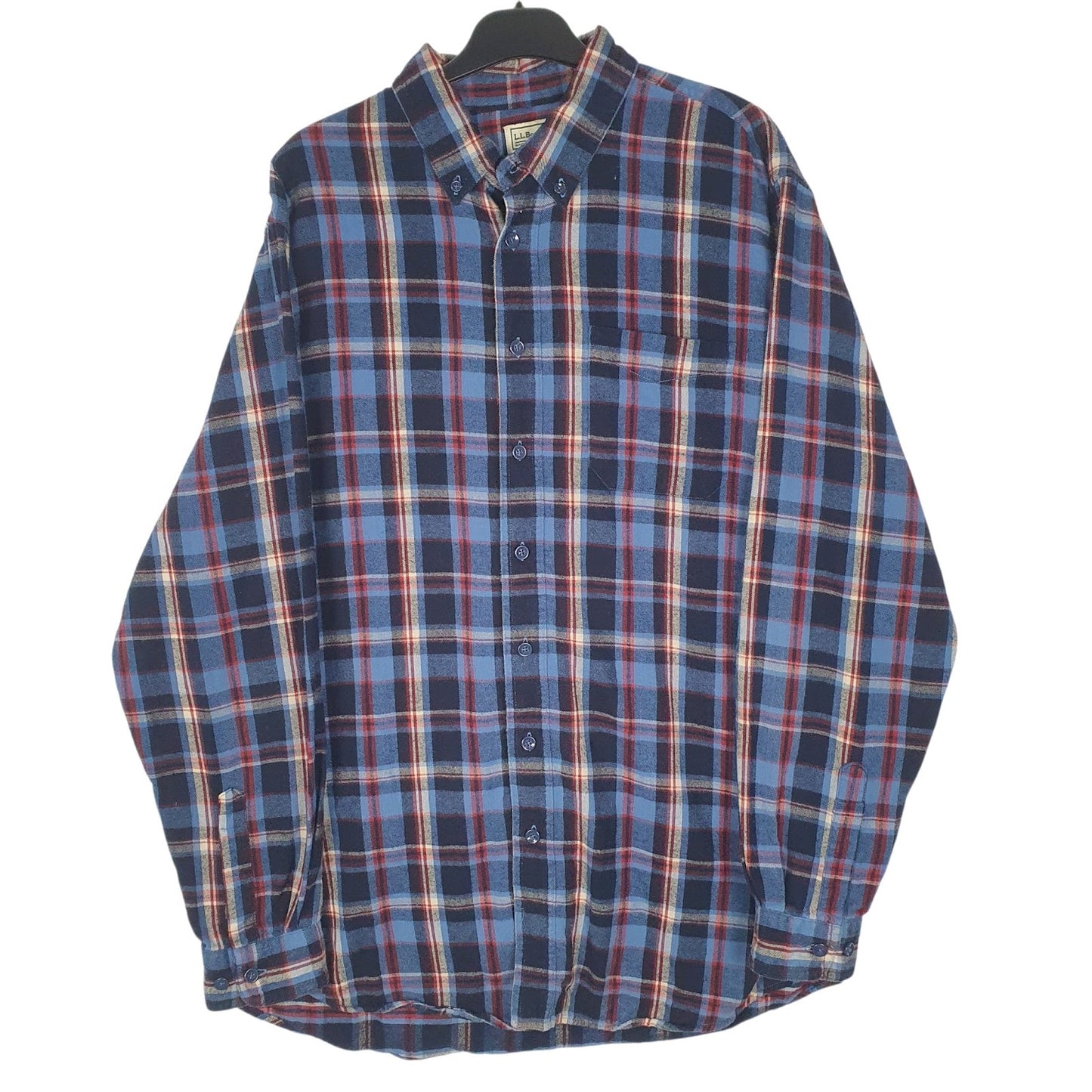 Mens Blue L.L.Bean Flannel Long Sleeve Shirt