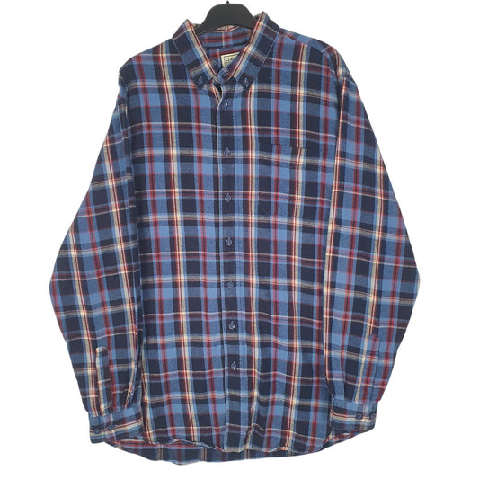 Mens Blue L.L.Bean Flannel Long Sleeve Shirt