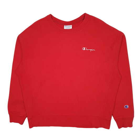 Womens Red Champion Reverse Weave Crewneck Jumper
