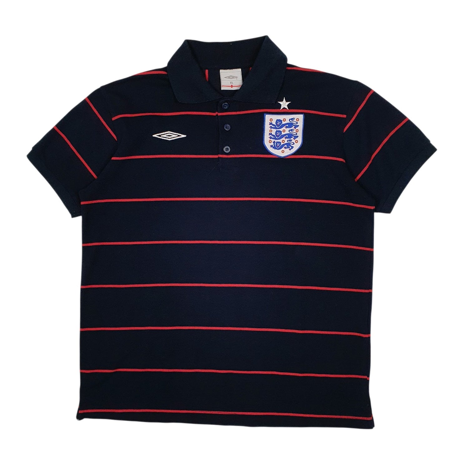 Mens Navy Umbro England Football Short Sleeve Polo Shirt
