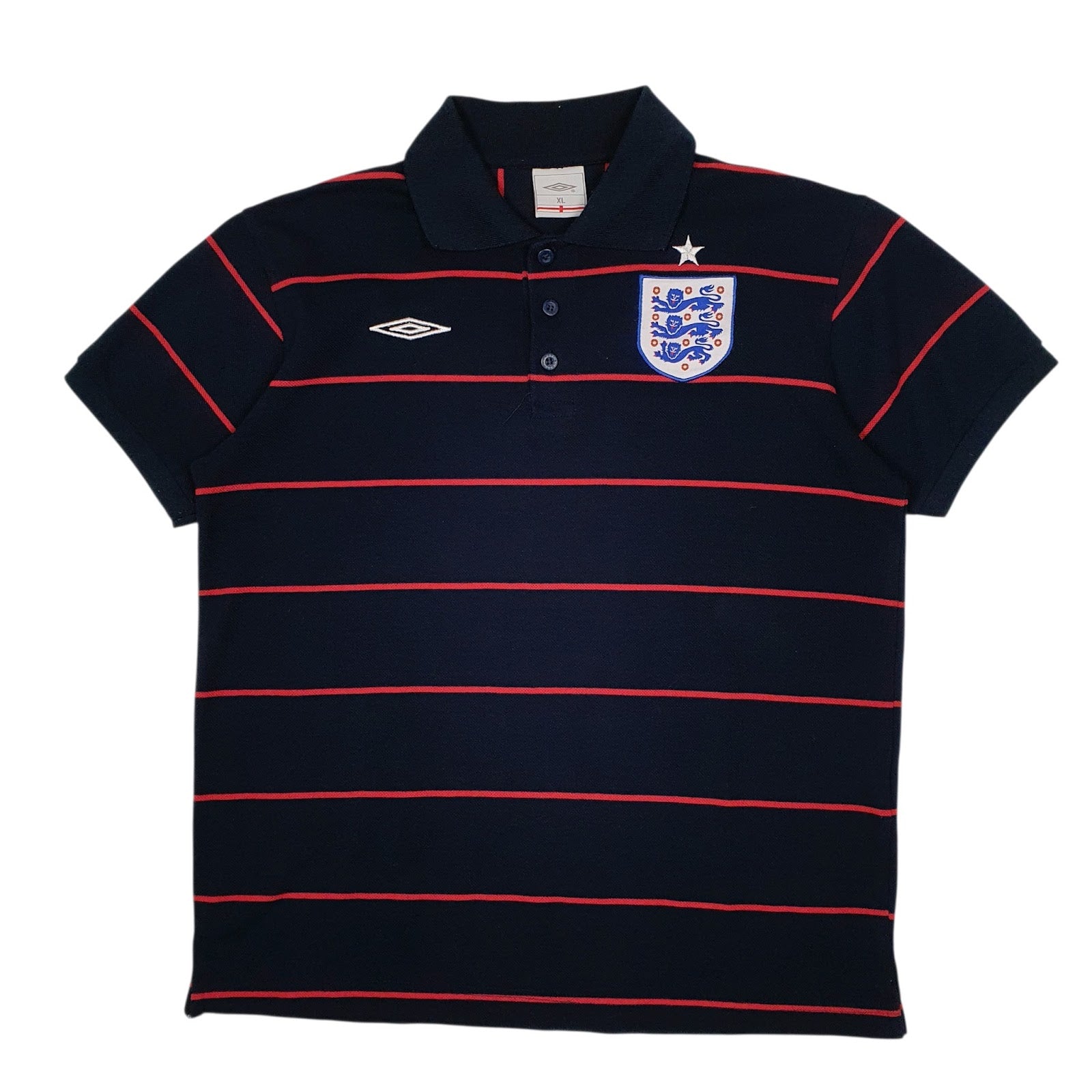 Mens Navy Umbro England Football Short Sleeve Polo Shirt