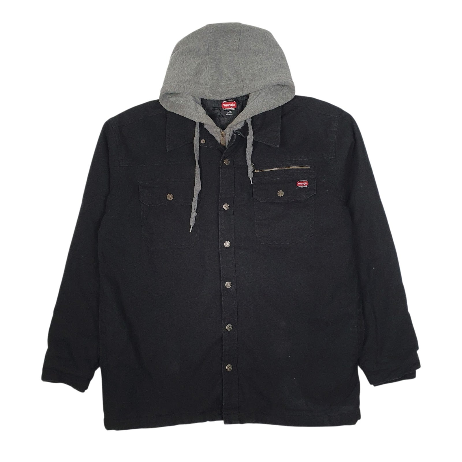Mens Black Wrangler Chore Windbreaker Hoodie Padded  Coat