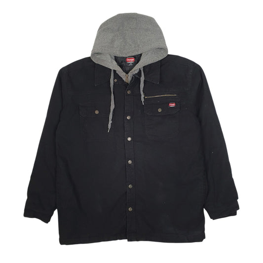Mens Black Wrangler Chore Windbreaker Hoodie Padded  Coat