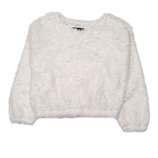 Womens White Begum Fluffy Crewneck Jumper