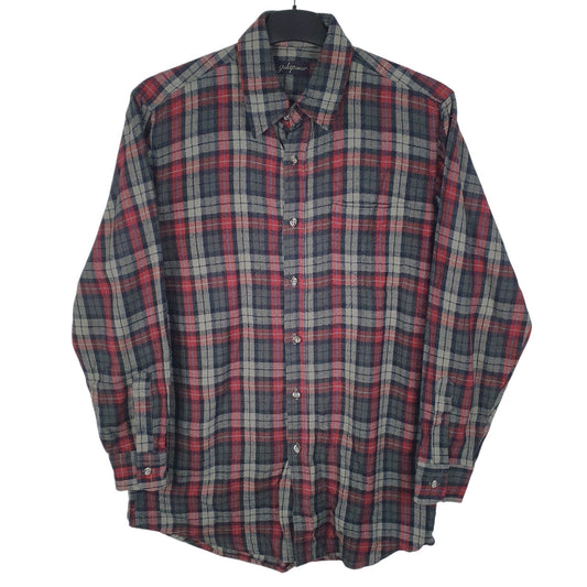 Mens Grey Gold Power Vintage Flannel Long Sleeve Shirt