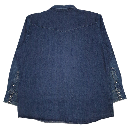 Mens Blue BB Brand Pearl Snap  Shirt