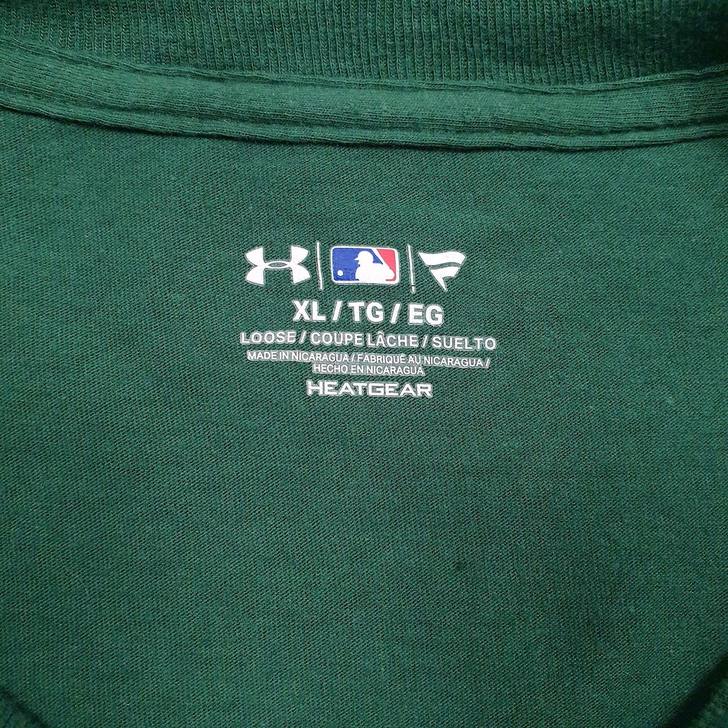 Mens Green Under Armour MLB Oakland Athletics Heat Gear  T Shirt